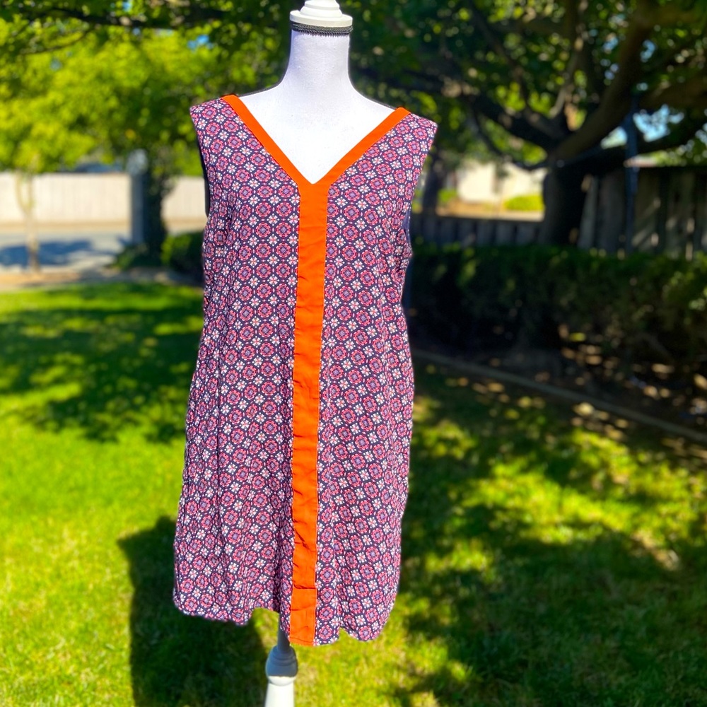 THML Orange & Blue Floral Sleeveless Shift Dress